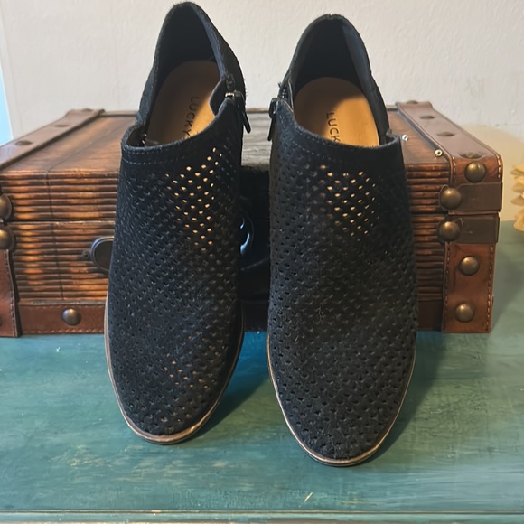 Lucky Brand Baylah Suede Perforated Ankle Bootie - Picture 2 of 6